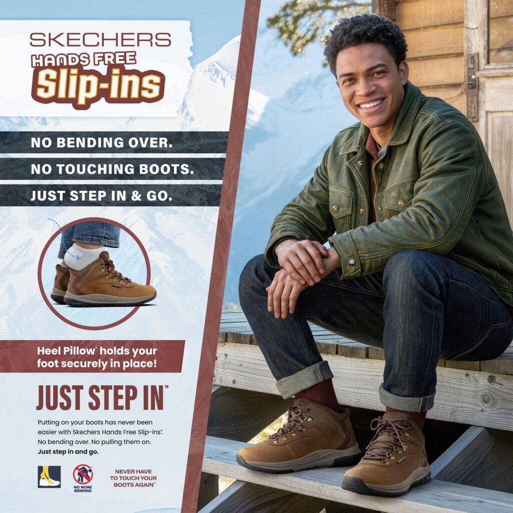 Bild som visar en vinterkänga som man kan gå i och ur utan att böja sig ner. En slip.in. 