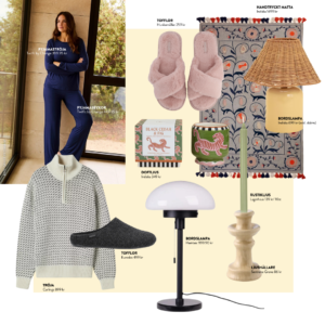 Lugna kvällar hemma pyjamasset, tofflor, myskläder